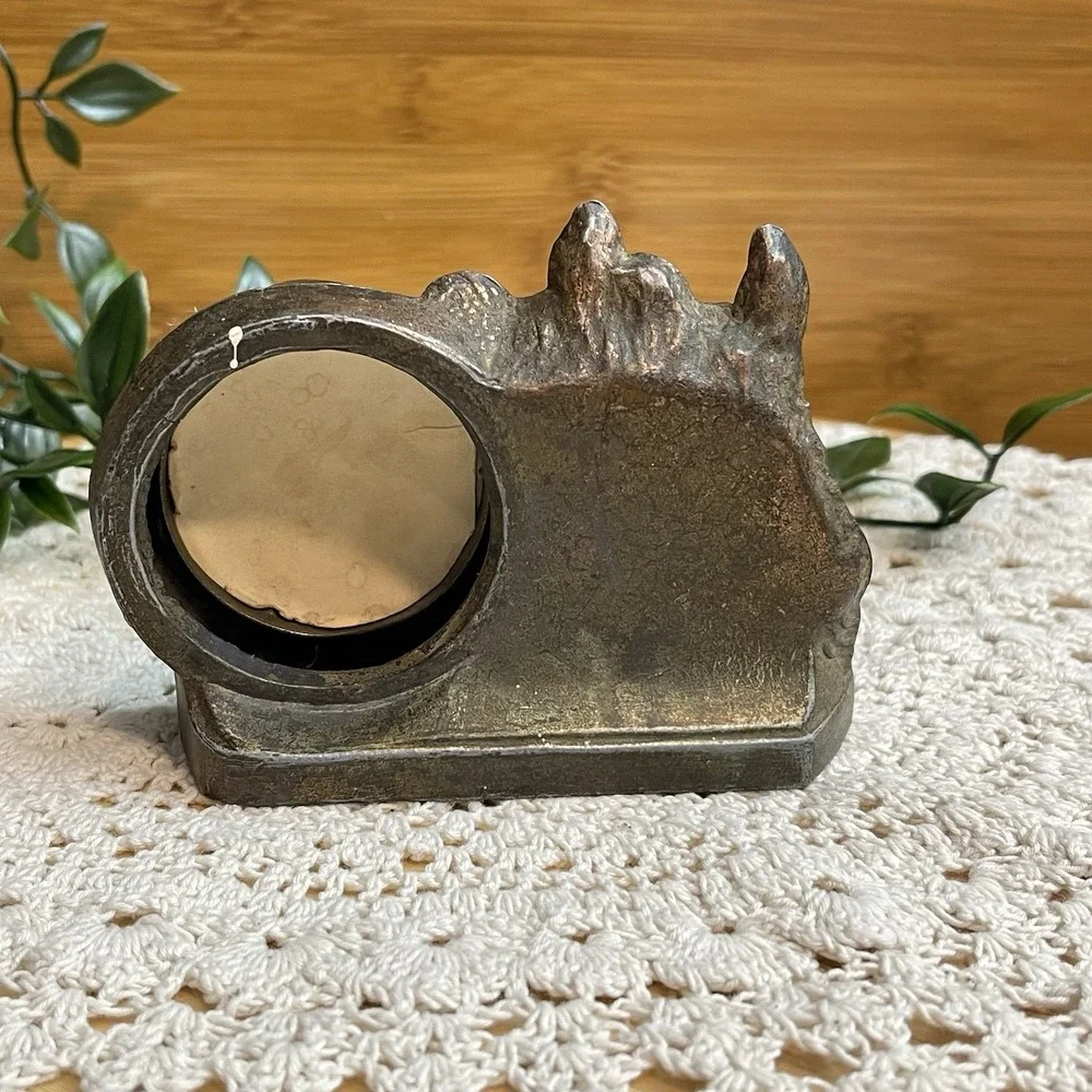 Vtg Art Deco Scottie Dog Picture Frame Cast Metal Antique Scottish Terrier Desk